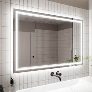 48 in. W x 32 in. H Rectangular Frameless Anti-Fog Backlit Front Lighted Wall LED Bathroom Vanity Mirror, Tempered Glass