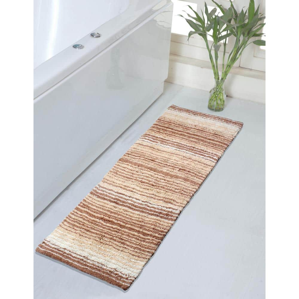 Home Weavers Inc Gradiation Collection Absorbent Cotton Machine Washable Runner Rug Beige