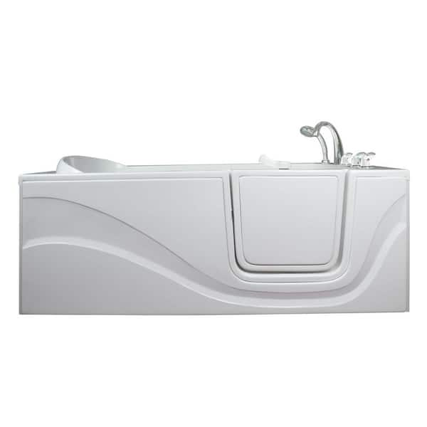 Ella Lay Down 5 ft. x 30 in. Walk-In Air Massage Bathtub in White with Right Drain/Door