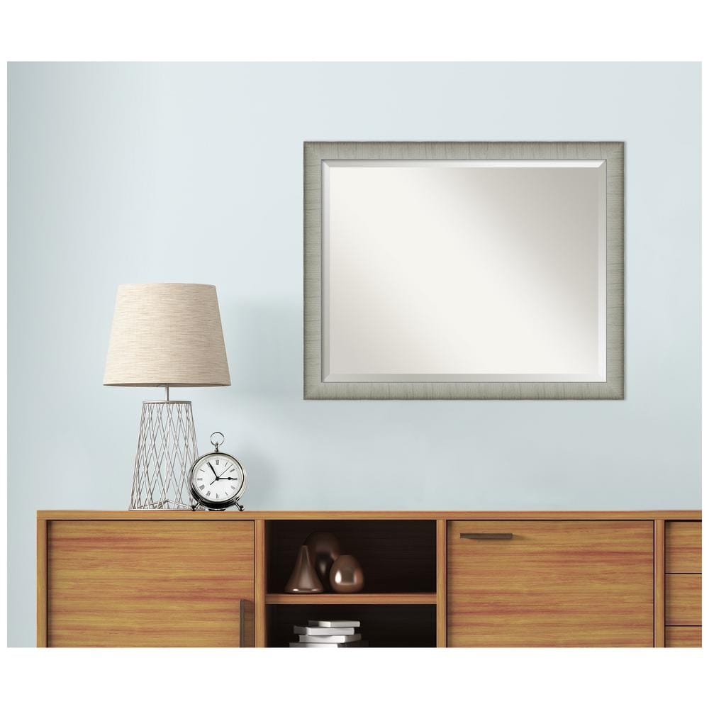 Elegant Brushed Pewter Rectangular Bathroom Vanity Wall Mirror