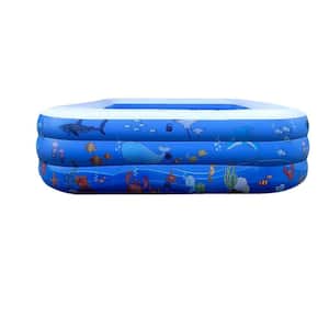 100 in. L x 71 in. W Rectangular 22 in. D Inflatable Swimming Pool Full-Sized Pool with Marine Animal Print