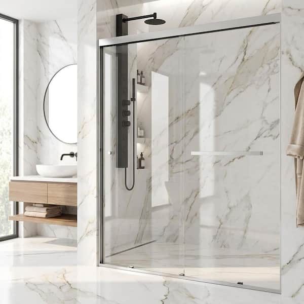 VIGO Satro 56 to 60 in. W x 74 in. H Double-Sliding Framed Shower