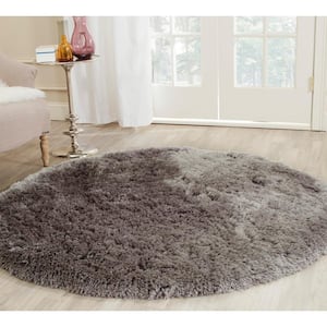 Arctic Shag Gray 5 ft. x 5 ft. Round Solid Area Rug