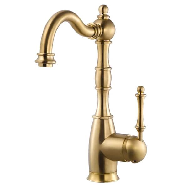 HOUZER Regal Traditional Single-Handle Standard Kitchen Faucet with CeraDox Technology in Brushed Brass