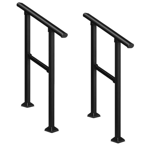 36-Metal 2-Step Handrail Outdoor Stair Railing Kit Safety Hand Rails for Seniors Adjustable Ergonomic Design (2-Pack)