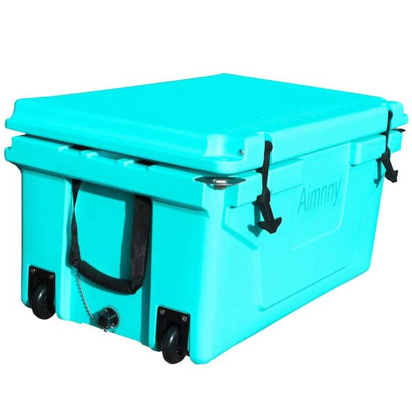 Heavy-Duty Wheels 65 Qt. Blue Chest Cooler with Bottle Opener for Beach Drink Camping Picnic Fishing Boat Barbecue