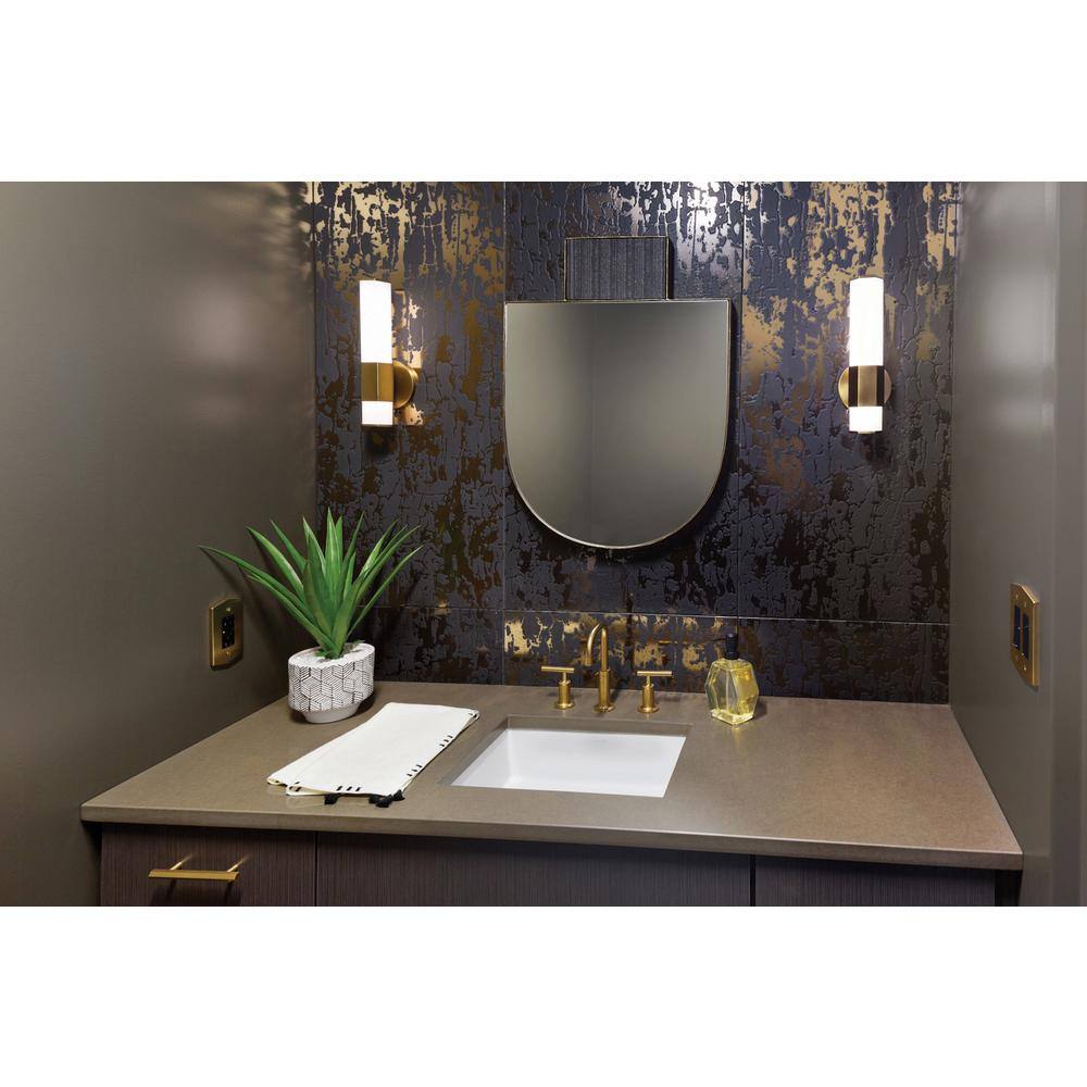 Heritage Brass Cylinder Wall Sconce with Etched Glass