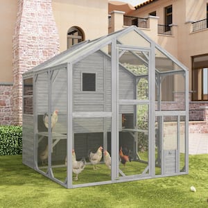 Wooden Rabbit Hutch Bunny Cage Small Animal House, Chicken House Poultry Cage, Cat Cage Kitten Condo-Backyard Run Cage