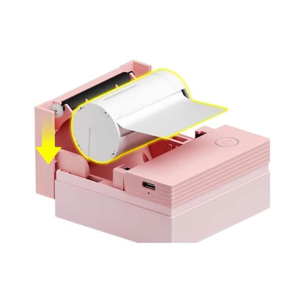 Portable Bluetooth Sticker Printer with 3 Rolls Paper for Notes, Journal, DIY, Sticker Maker for School, Office, Pink
