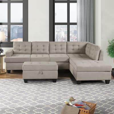 Tufted Sectional Sofas Living Room, Sectional Sofas Tufted Back