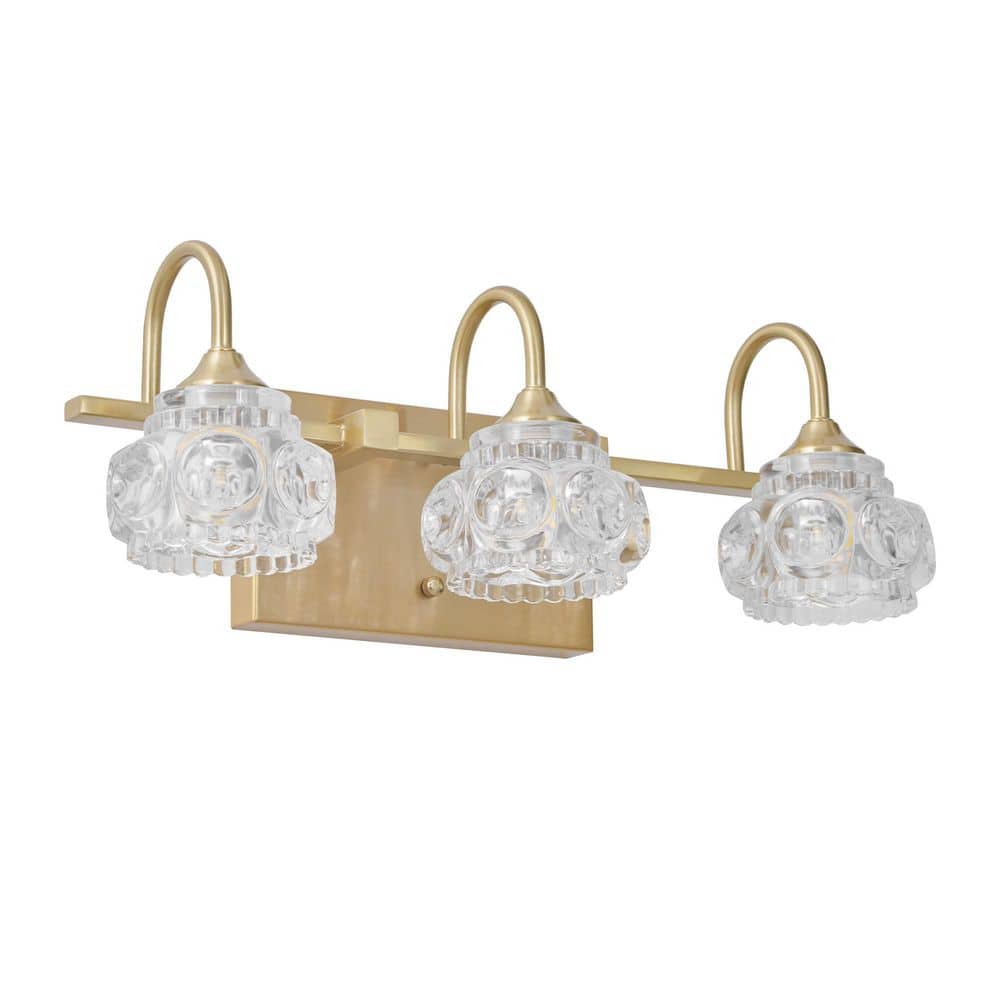 17.3 in. 3-Light Golden Wall Sconce Bathroom Vanity Light with Clear Glass Shade (No Bulbs) price history on PriceWatchPro