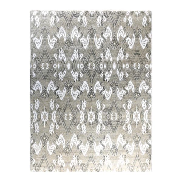 Ikat Gray 9 ft. x 12 ft. Abstract Wool Indoor Area Rug