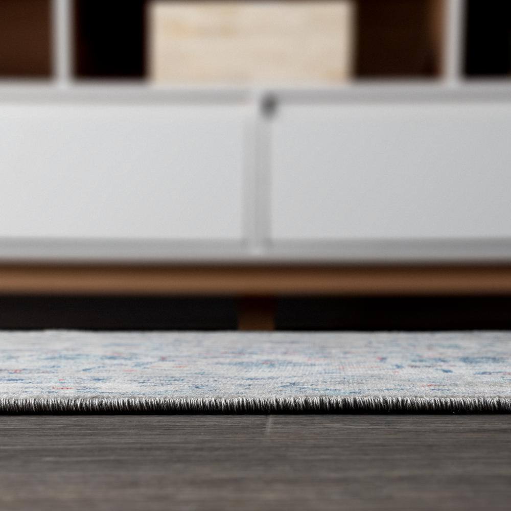 Modern Persian Medallion Light Grey/Blue Synthetic Area Rug