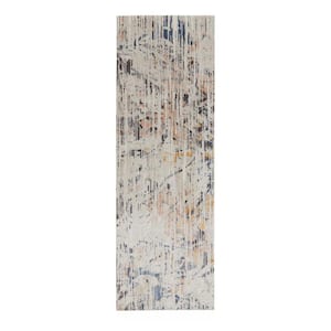 Daphne Cream 2.5 ft. x 6 ft. Vertical Distressed Abstract Runner Area Rug