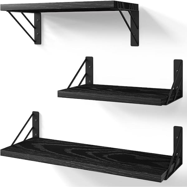 Dyiom 5.5 in. W x 4 in. H x16.5 in. D Polyurethane Rectangular Shelf in Black 3 Sets Adjustable Shelves