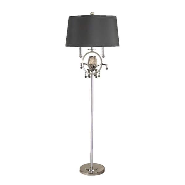Springdale Lighting Sullivan 61 in. Polished Chrome Floor/Torchiere Lamp with Fabric Shade