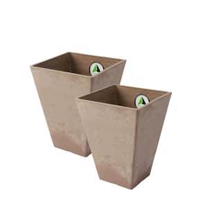 Valencia 11.5 x 14 in. H Taupe Plastic Square Planters (2-Pack)
