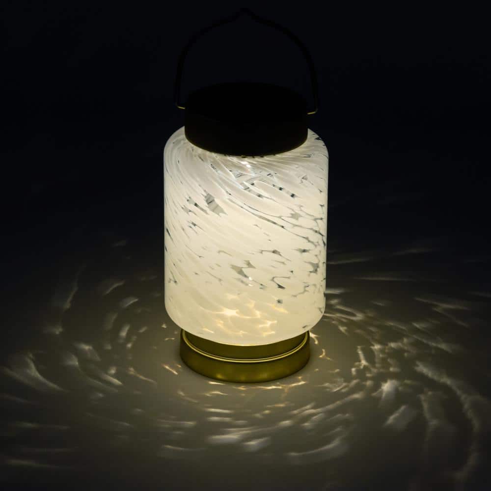 7.8'' White Glass Solar LED Outdoor Lantern
