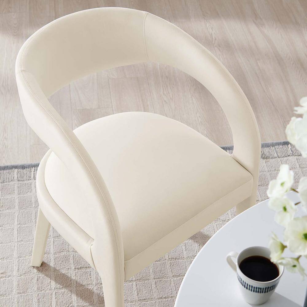 Ivory Velvet Upholstered Dining Chairs with Curved Backrest, Set of Two