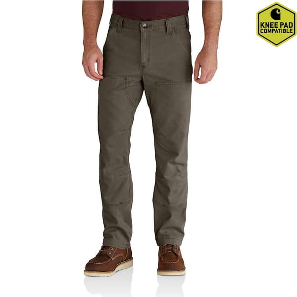 Carhartt Men's 32 in. x in. Tarmac Cotton/Spandex Rugged Flex Rigby Front Pant 102802-217 - The Home Depot