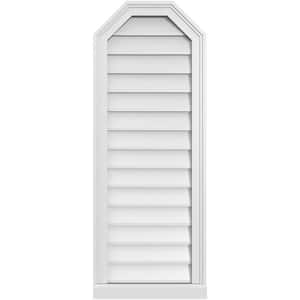 16 in. x 42 in. Octagonal Top Surface Mount PVC Gable Vent: Decorative with Brickmould Sill Frame