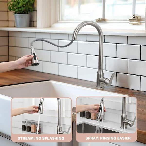 AIMADI Single Handle 16.9 in. H Pull Down Sprayer Kitchen Faucet