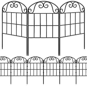 24.5 in. Tall Metal Garden Fence 10 Pack Decorative Animal Barrier Arched Black Panels for Yard Patio Outdoor Decor