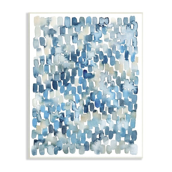"Coastal Tile Abstract Soft Blue Beige Shapes" by Grace Popp Unframed Abstract Wood Wall Art Print 10 in. x 15 in.
