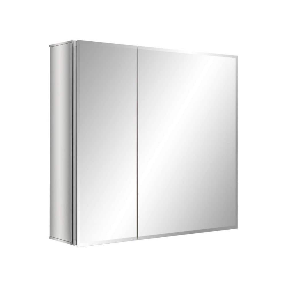 30 in. W x 26 in. H Silver Rectangle Aluminum Recessed or Surface Mount Med