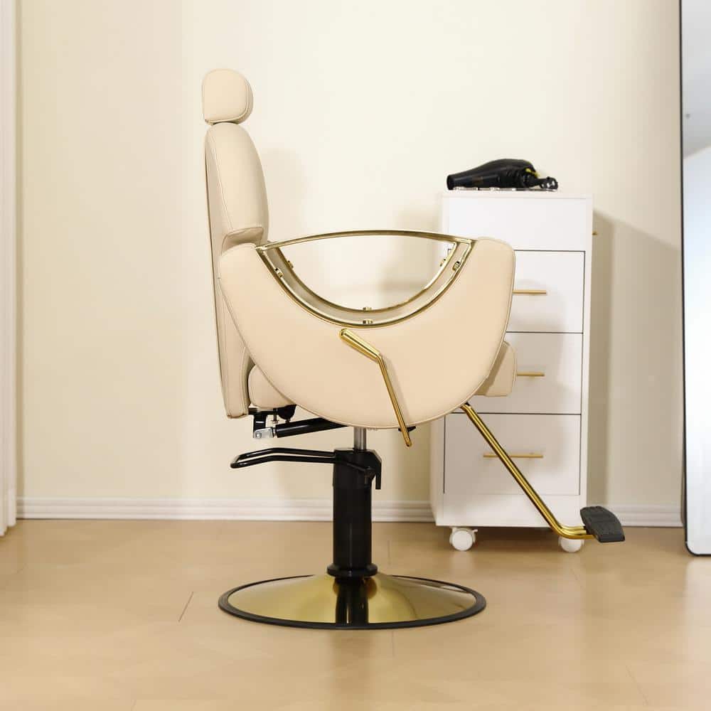 Leather 360° Swivel Reclining Salon Chair with Heavy Duty Hydraulic Pump S