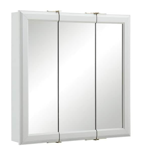 Classic 24 in. x 24 in. x 4-3/4 in. Surface-Mount Tri-View Bathroom Medicine Cabinet in White