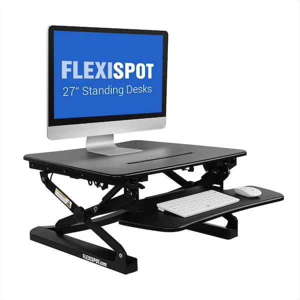 FlexiSpot Height Adjustable Stand-Up Desk 26 in. W Platform Standing Desk Riser Removable Keyboard Tray, Black