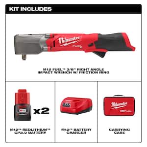 M12 FUEL 12V Lithium-Ion Cordless 3/8 in. Right Angle Impact Wrench Kit w/3/8 in. Drive Mechanics Set (32-Piece)