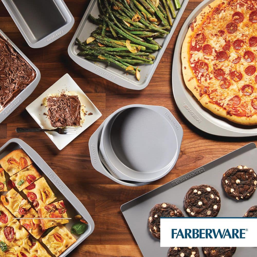 Gray Nonstick Steel Baking Sheet and Pizza Crisper Pan Set