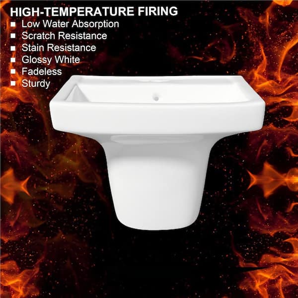 21.3 in. W x 17.5 in. D x 15.3 in. H Wall-Mounted Rectangular Bathroom Sink in White Vitreous China with Overflow