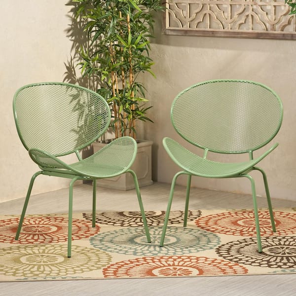 Flynama Set of 2 Outdoor Patio Iron Dining Chair Set in Green