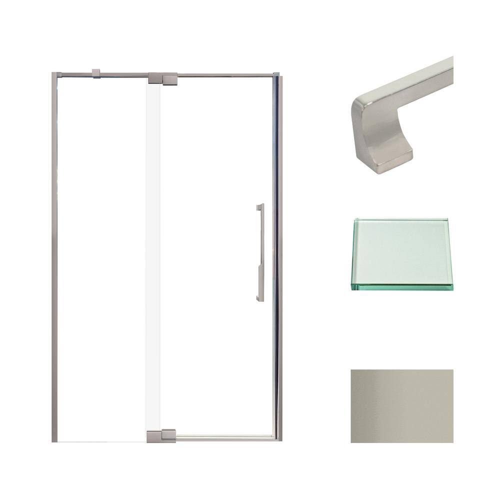 Brushed Stainless 48" x 76" Semi-Frameless Pivot Shower Door
