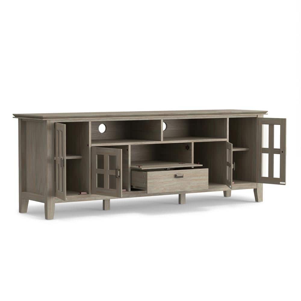 Artisan Distressed Grey Solid Wood 72" TV Media Stand with Cabinet