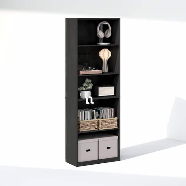 GEHRY Blackwood 5-Tier Adjustable Shelves Media Storage