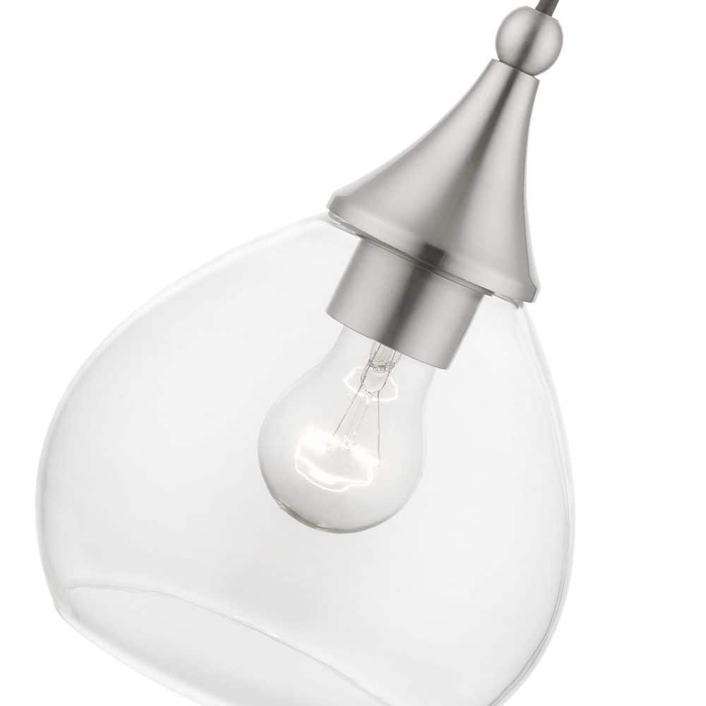 Mini Catania Brushed Nickel Pendant with Clear Glass Shade