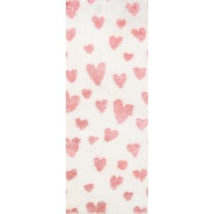 Alison Heart Shag Pink 2 ft. 6 in. x 6 ft. Runner Rug