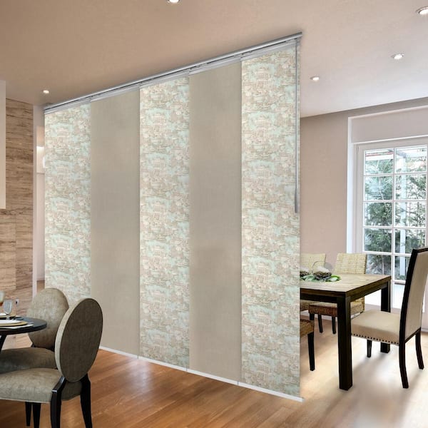 EMOH Garden Storm 58 in. - 110 in. W x 94 in. L Adjustable 5- Panel White Single Rail Panel Track with 23.5 in. Slates