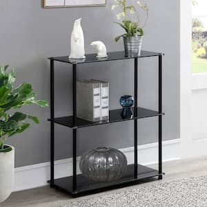 Designs2Go 26.5 in. Black Glass 3 Shelf Accent Bookcase