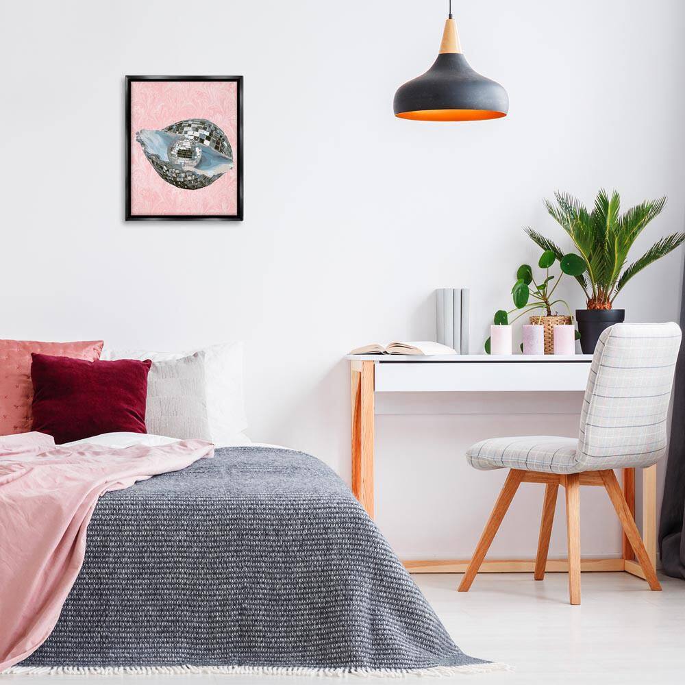Disco Oyster on Pink by Lil' Rue Black Floater Frame Abstract Graphic Art Print 21 in. x 17 in. price history on PriceWatchPro