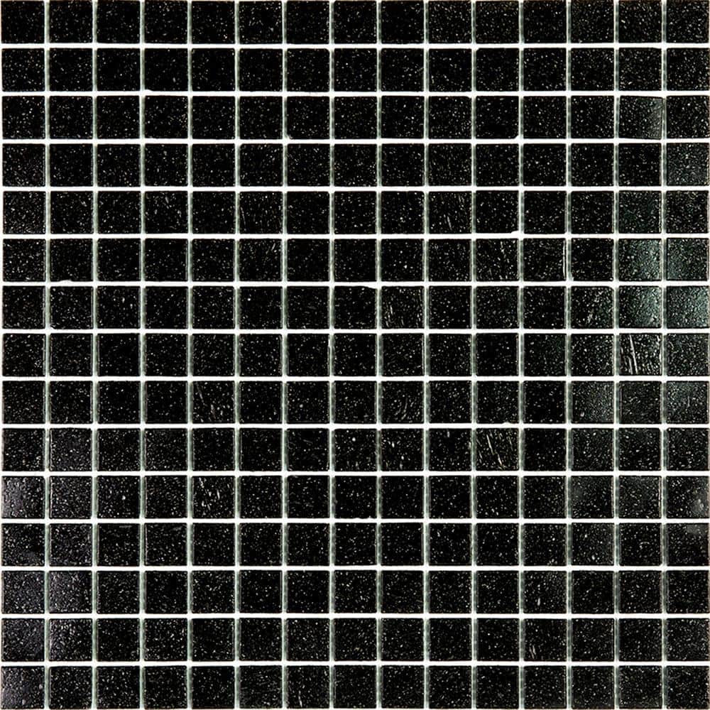 Dune 12 in. x 12 in. Glossy Dark Brown Glass Mosaic Tile