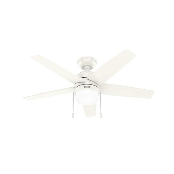 Hunter Bardot 44 in. Indoor Fresh White Ceiling Fan with Light Kit Included