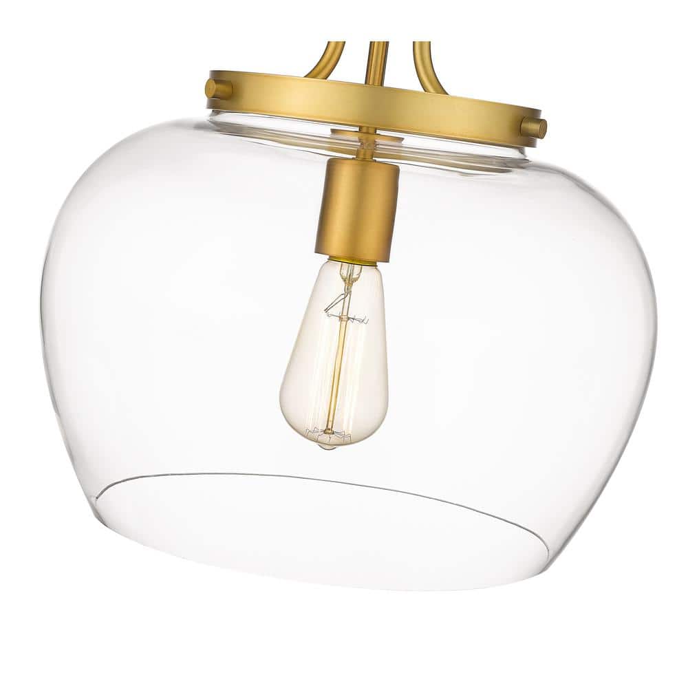 Joliet Bordeaux Glass & Olde Brass 13" Semi Flush Mount Ceiling Light