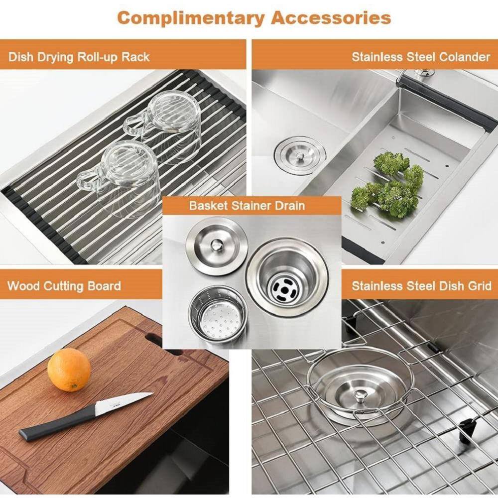 30 Inch Brushed Nickel Stainless Steel Single Bowl Kitchen Sink