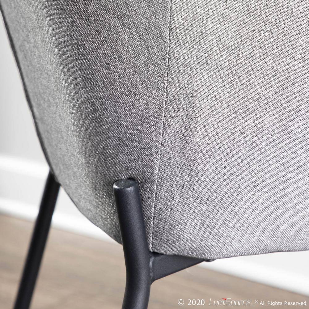 Daniella Gray Upholstered Arm Chairs with Black Metal Legs, Set of 2