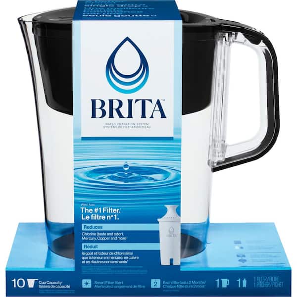 Brita Tahoe 10-Cup Large Water Filter Pitcher in Black with 1 Standard  Filter 6025850685 - The Home Depot